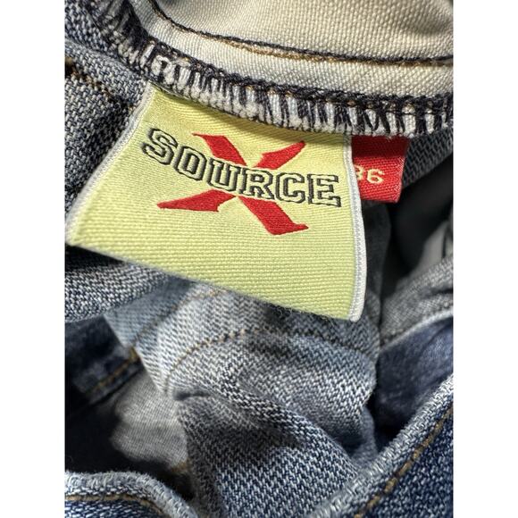 Vintage Source X Distressed Baggy Jeans Mens 36 Y2K Wide Leg Streetwear Denim - Picture 5 of 9